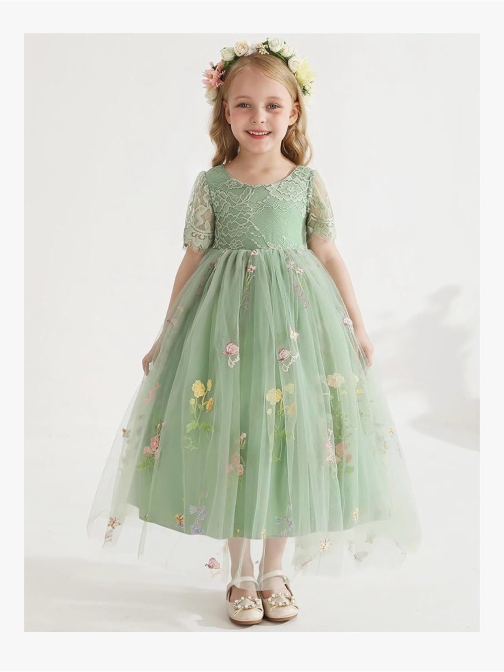 Floral Embroidered Tulle Dress
